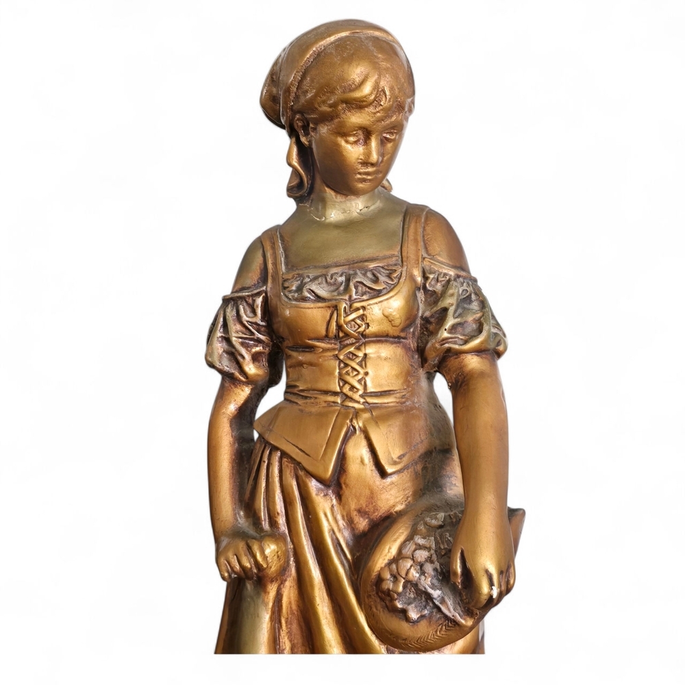 Vintage French Spelter Lady Statue “La Grâce de Dieu” Bronze Old World Decor - Picture 7 of 9